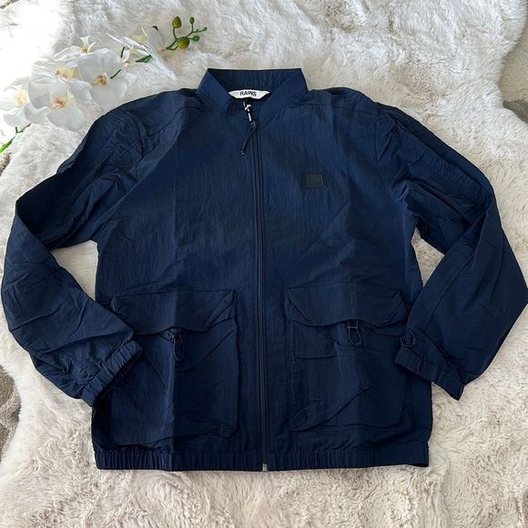 Rains Lightweight Bomber Jacket in Ink Size M - Picture 3 of 6